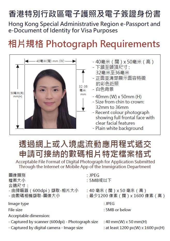 香港护照相片规格
