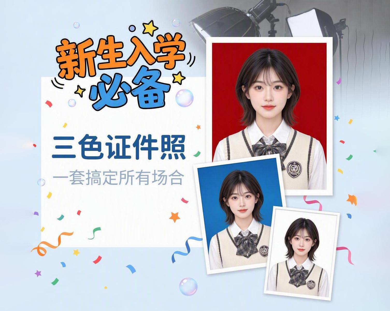 大学新生入学必备三色证件照